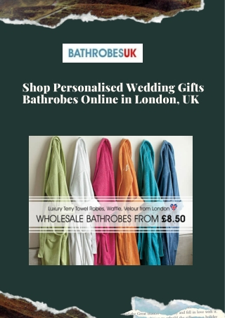 Shop Personalised Wedding Gift Bathrobe Online in London, UK