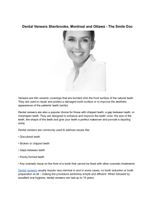 Dental Veneers Sherbrooke, Montreal and Ottawa - The Smile Doc