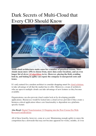 Dark Secrets of Multi-Cloud that Every CIO Should Know