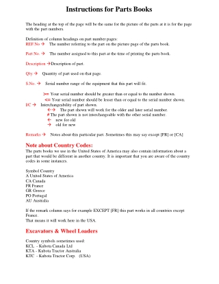 Kubota L2500F Tractor Parts Catalogue Manual