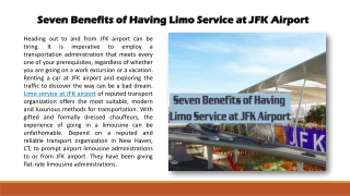 Seven Benefits of Having Limo Service at JFK Airport