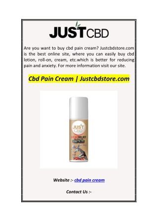 Cbd Pain Cream  Justcbdstore.com