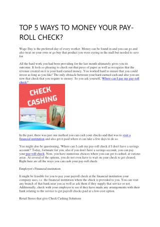 TOP 5 WAYS Where Can I Cash A Payroll Check