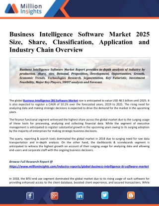 Business Intelligence Software Market 2025 Global Size, Share, Trends, Type