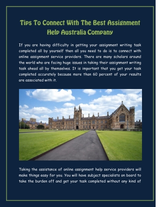 Tips To Connect With The Best Assignment Help Australia Company