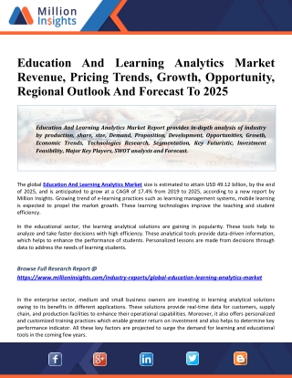 Education And Learning Analytics Market 2025 Global Industry Trends, Growth