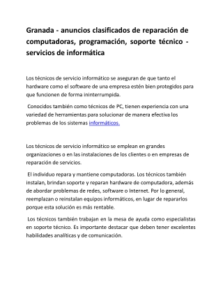 Granada - anuncios clasificados de reparación de computadoras, programación, sop