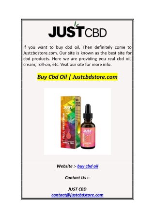 Buy Cbd Oil  Justcbdstore.com