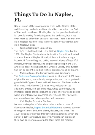 Things to do in Naples FL