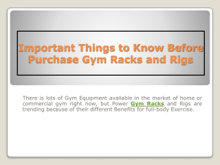 Important Things to Know Before Purchase Gym Racks and Rigs