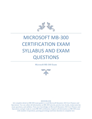 [PDF] Microsoft MB-300 Certification Exam Syllabus and Exam Questions