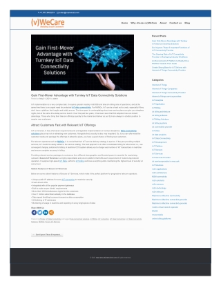 Gain First-Mover Advantage with Turnkey IoT Data Connectivity Solutions