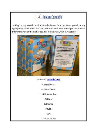 Cereal Carts | 420mailorder.net