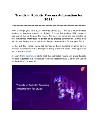 Trends in Robotic Process Automation for 2021!