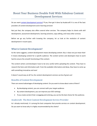 Boost Your Business Double Fold With Fabulous Content Development Services
