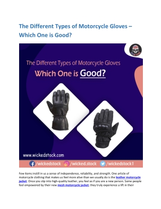 The Different Types of Motorcycle Gloves – Which One is Good?