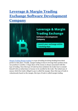 Leverage & Margin Trading Exchange Software Development Company