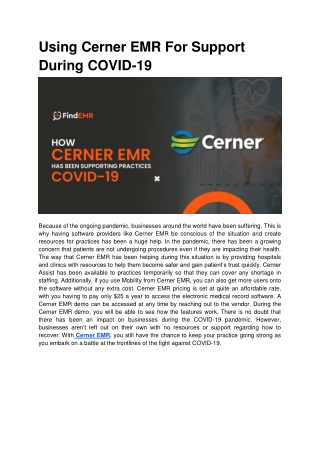 Using Cerner EMR For Support During COVID-19