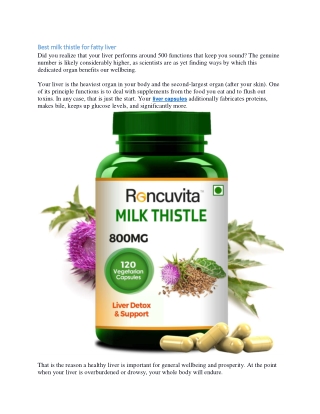 Best milk thistle for fatty liver