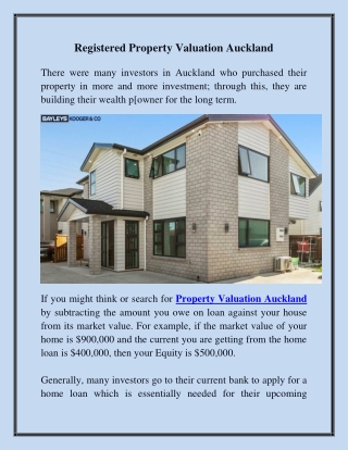 Registered Property Valuation Auckland