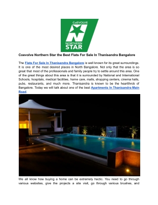 Coevolve Northern Star the Best Flats For Sale In Thanisandra Bangalore (1)