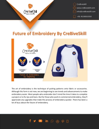 Future Of Embroidery Design Online By Cre8iveSkill