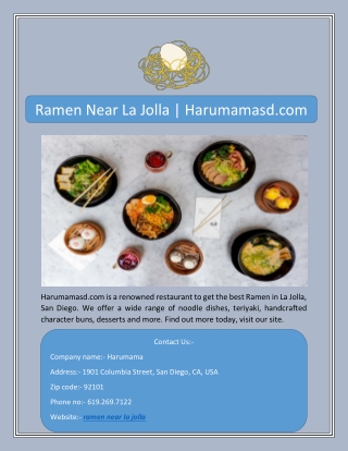 Ramen Near La Jolla | Harumamasd.com