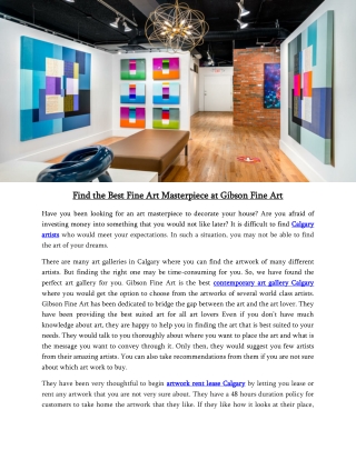 Find the Best Fine Art Masterpiece at Gibson Fine Art