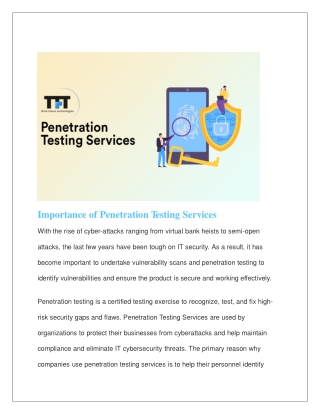 Importance of Penetration Testing Services