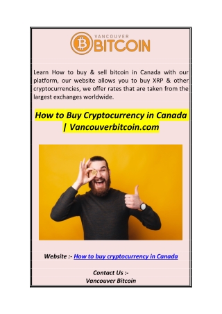 How to Buy Cryptocurrency in Canada  Vancouverbitcoin.com
