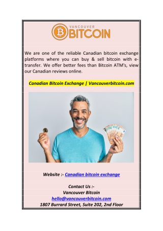 Canadian Bitcoin Exchange  Vancouverbitcoin.com