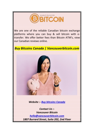 Buy Bitcoins Canada  Vancouverbitcoin.com