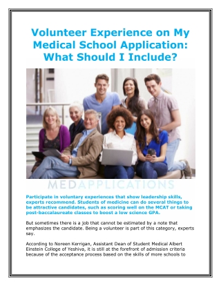 Volunteer Experience on My Medical School Application: What Should I Include?