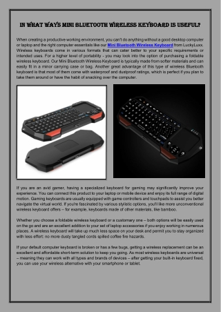 In What Ways Mini Bluetooth Wireless Keyboard Is Useful