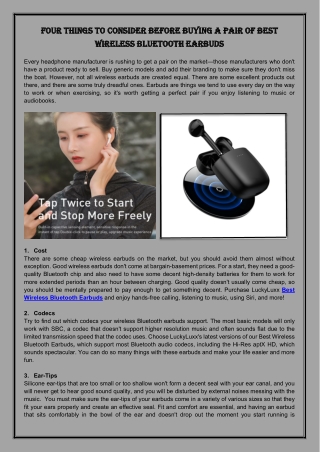 Four Things To Consider Before Buying A Pair Of Best Wireless Bluetooth Earbuds