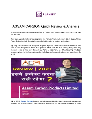 ASSAM CARBON Quick Review & Analysis