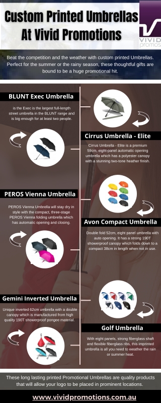 Beautiful Collection Of Custom Printed Umbrellas | Vivid Promotions