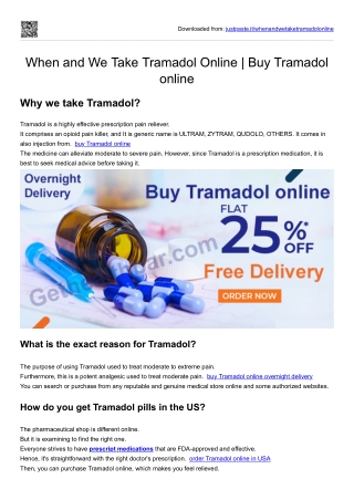 When and We Take Tramadol Online  Buy Tramadol online