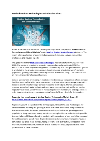 Medical Devices: Technologies and Global Markets