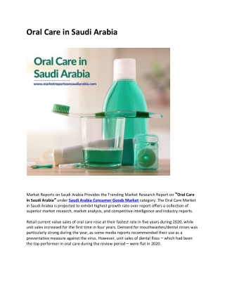 Oral Care in Saudi Arabia