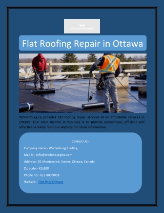 Flat Roofing Repair in Ottawa