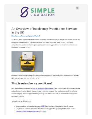 An Overview of Insolvency Practitioner Services in the UK