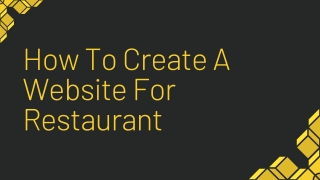 Create A Website For Restaurant