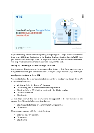 How to Configure Google Drive as a Backup Additional Destination