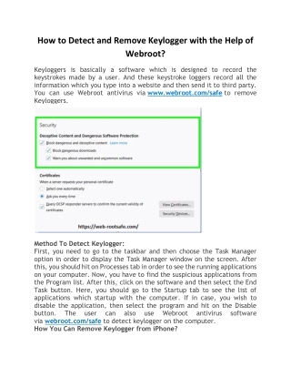How to Detect and Remove Keylogger with the Help of Webroot?