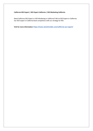 California SEO Expert | SEO Expert California | SEO Marketing California