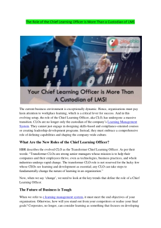The Role of the Chief Learning Officer is More Than a Custodian of LMS