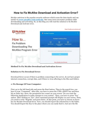 How to Fix McAfee Download and Activation Error?