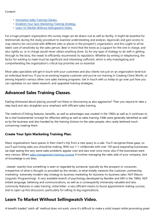 Training Vs Selling