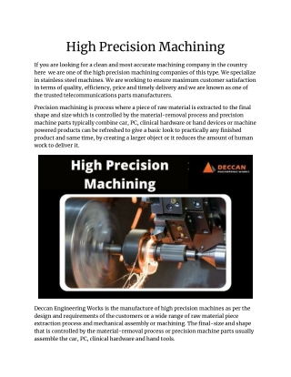 High Precision Machining
